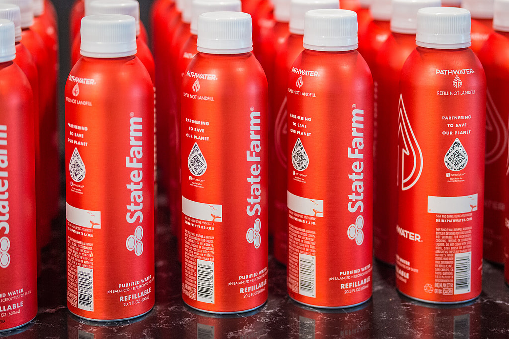 Red Refillable Water Bottles Made Of Metal.