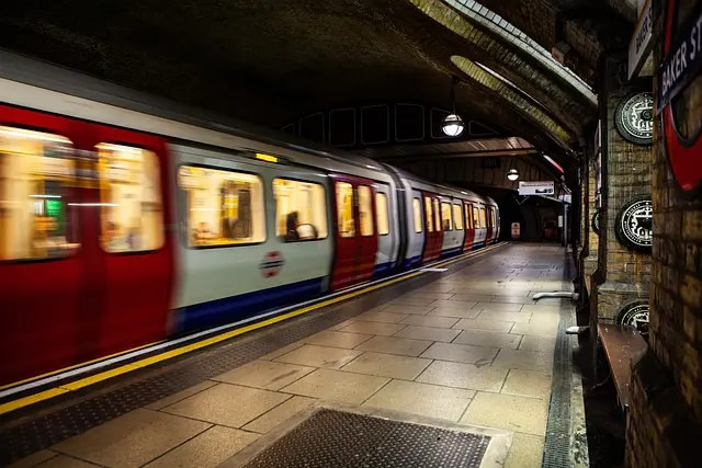 A Train In The London Underground Tunnel