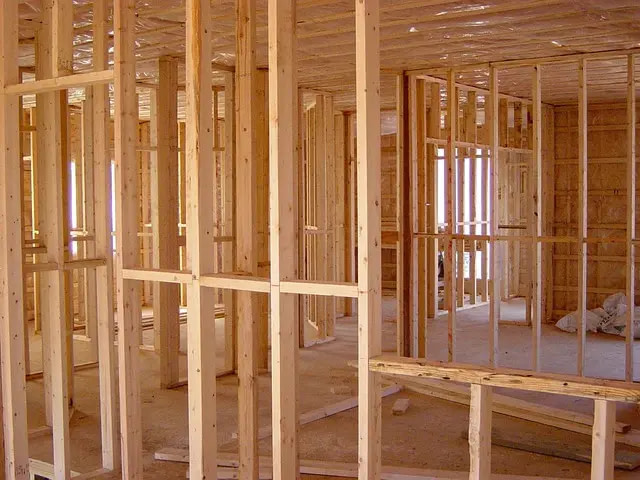 Plywood Scaffolding Visible In The Interior Of A Structure.
