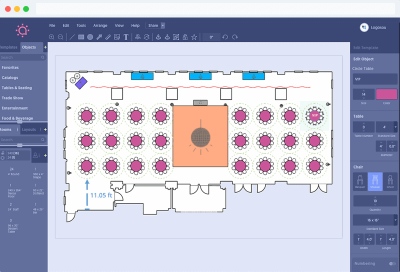 A Screenshot Of The Social Tables Application's User Interface.