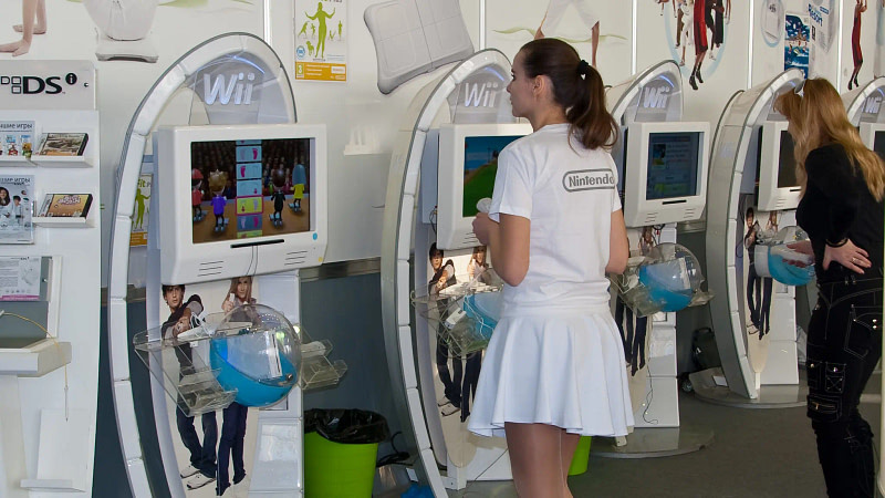 Interactive gaming experience at trade show custom booth using Nintendo Wii
