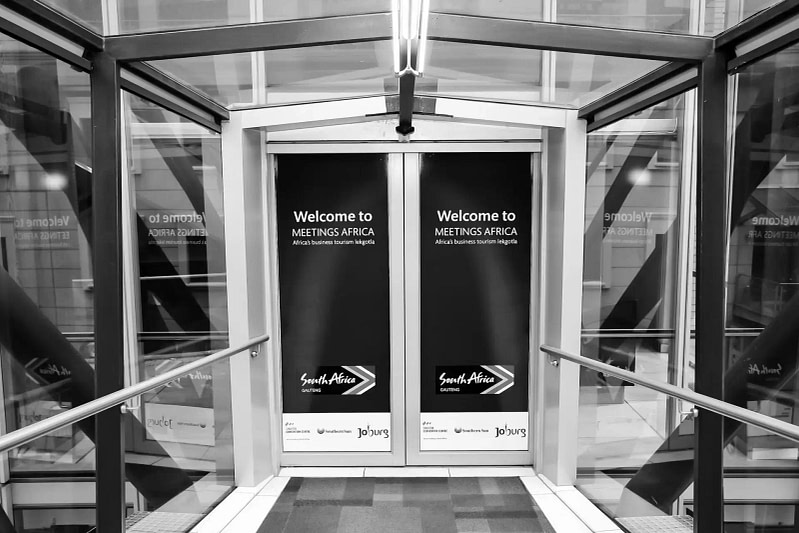 Outstanding entrance doors to the meetings africa event in gauteng, south africa.