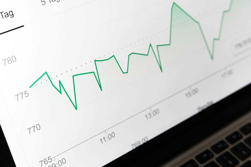 A computer screen showing a green line graph.
