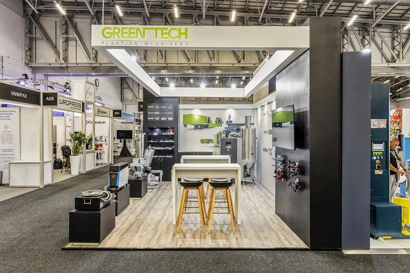 A Corner Exhibition Stand Display For Greentech By Booth Exhibits™