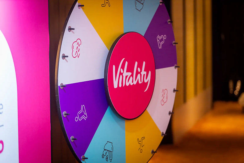 "Spin the wheel" game at the Vitality Global Conference in London, courtesy Booth Exhibits™.